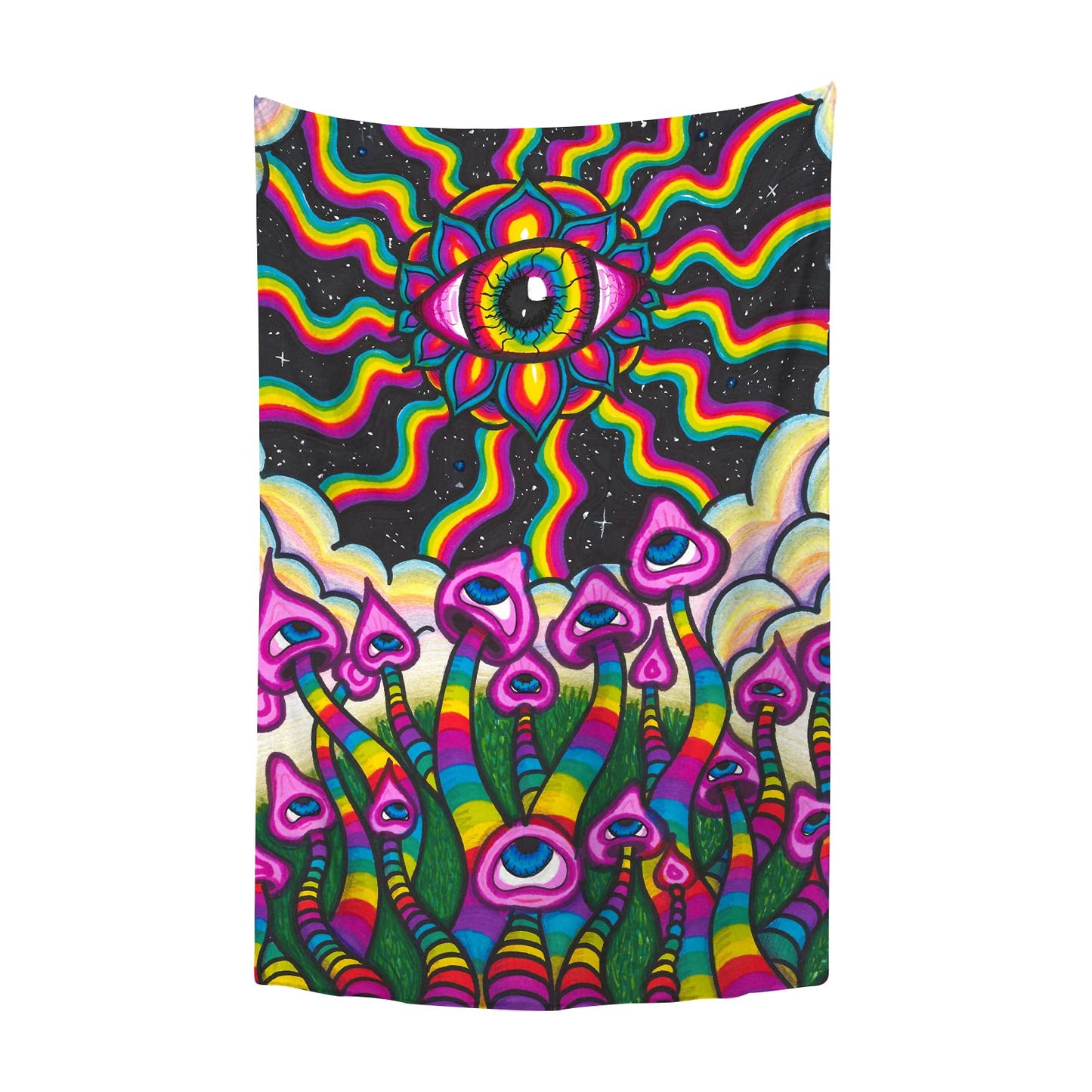 YongColer Art Mushroom Alien Eye Cool Aesthetic Wall Hanging, Trippy Wall Tapestry Hippie for Bedroom Dorm Decor